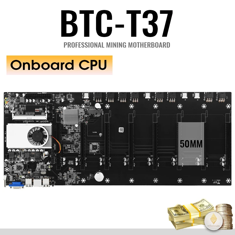 Материнская плата для майнинга T37 8 GPU Биткоин криптовалюм BTC 37 экспертная Майнер