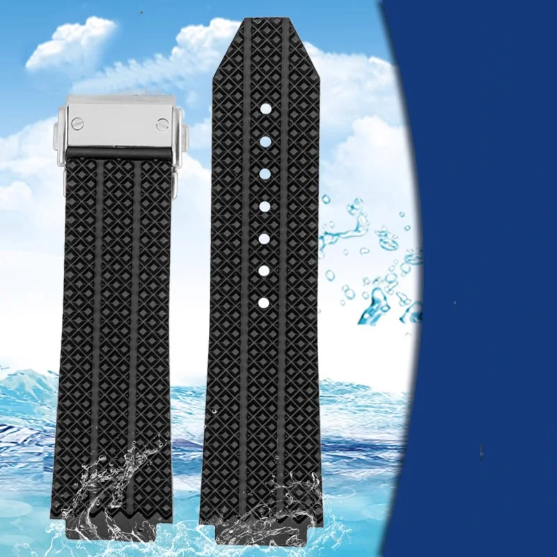 

Watchband for HUBLOT BIG BANG Silicone 25*19mm Waterproof Men's Watch Strap Chain Watch soft Rubber Bracelet wristband