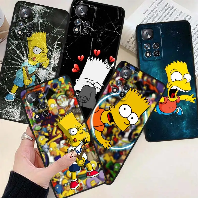 

Disney Bart Simpson Phone Case For Xiaomi Redmi Note 12 11E 11S 11 11T 10 10S 9 9T Trubo Pro Speed Plus 5G Black Cover