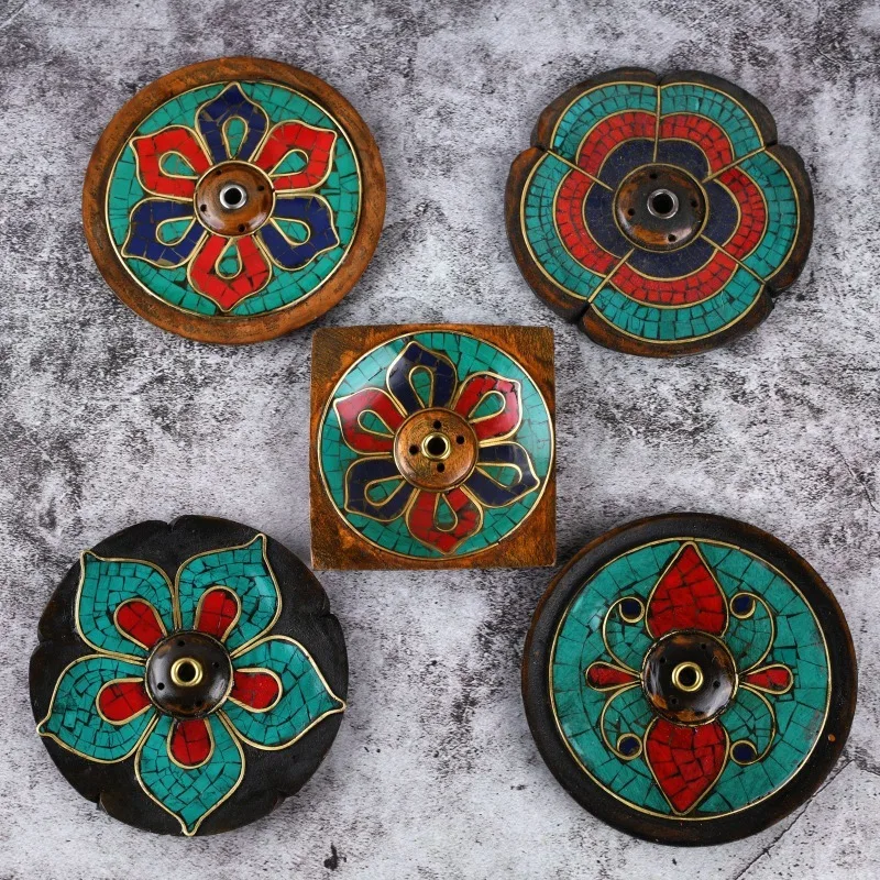 Деревянный держатель для благовоний ручной работы в форме цветка