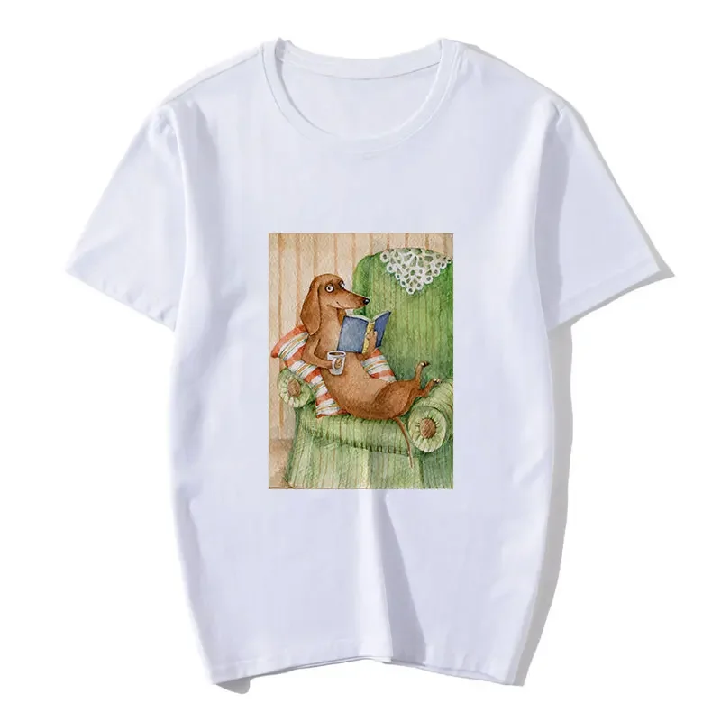 Футболка женская хлопковая с надписью такса в стиле Харадзюку