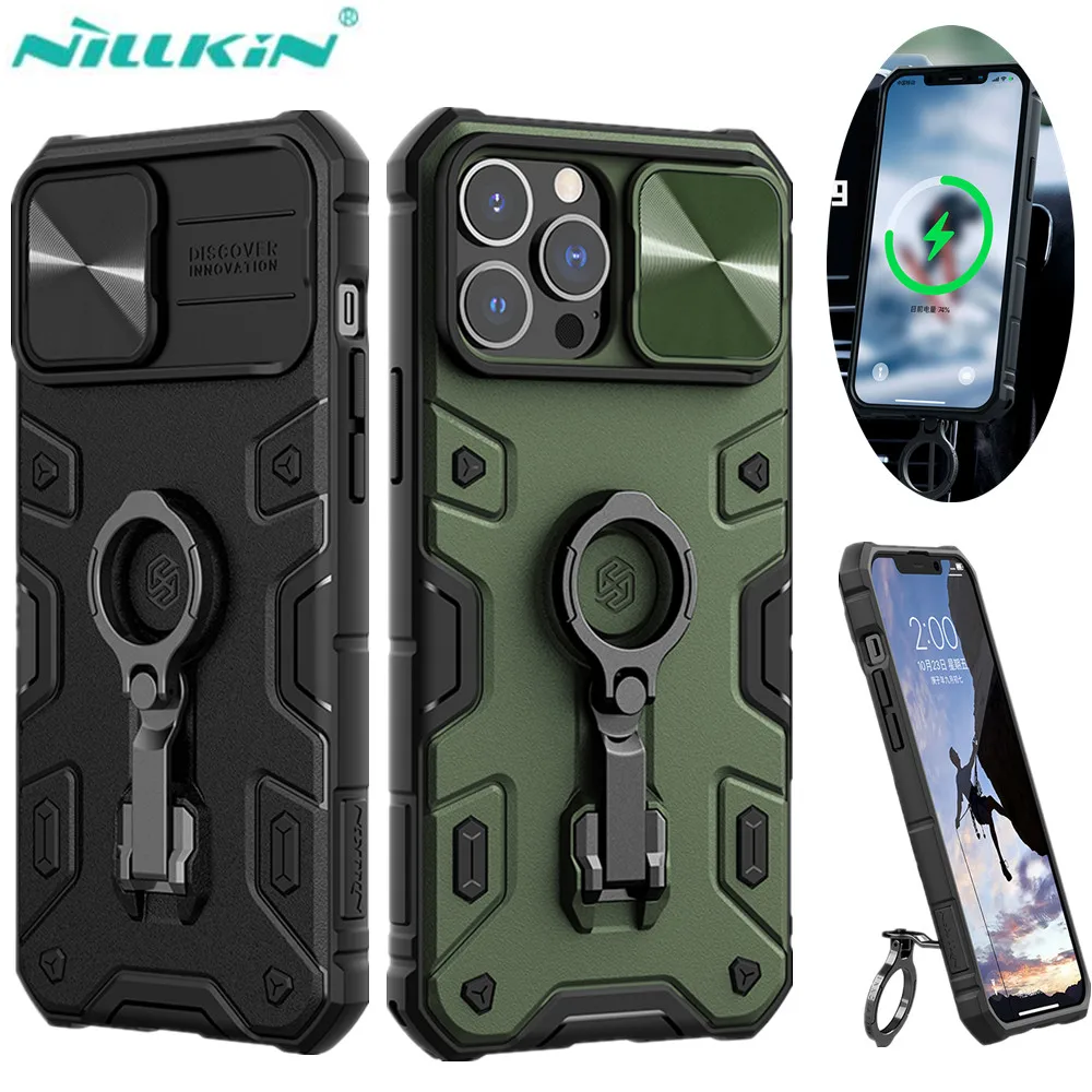 

Nillkin Camshield Armor Case for iPhone 13 Pro Max Military Outdoor Magnetic Wireless Charging Ring Holder Slide Camera Cover