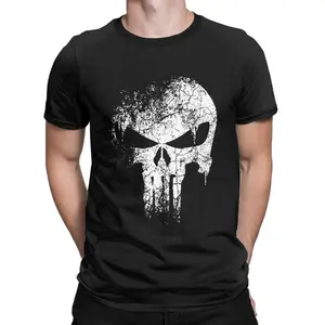 Casual Punisher Skull T-Shirt for Men Crewneck 100% Cotton T Shirt Disney Marvel Short Sleeve Tees Party Tops