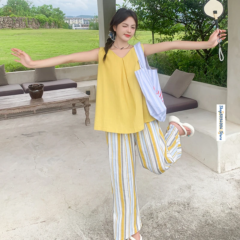 Женский Повседневный костюм из двух предметов желтая Свободная рубашка без