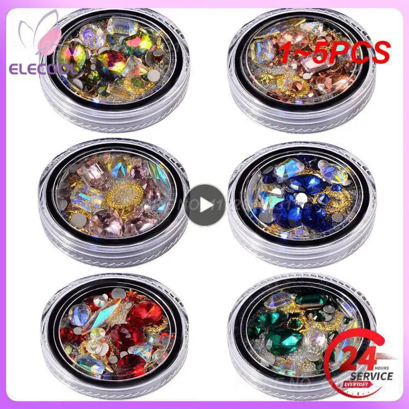 

1-5 шт., разноцветные стразы для украшения ногтей