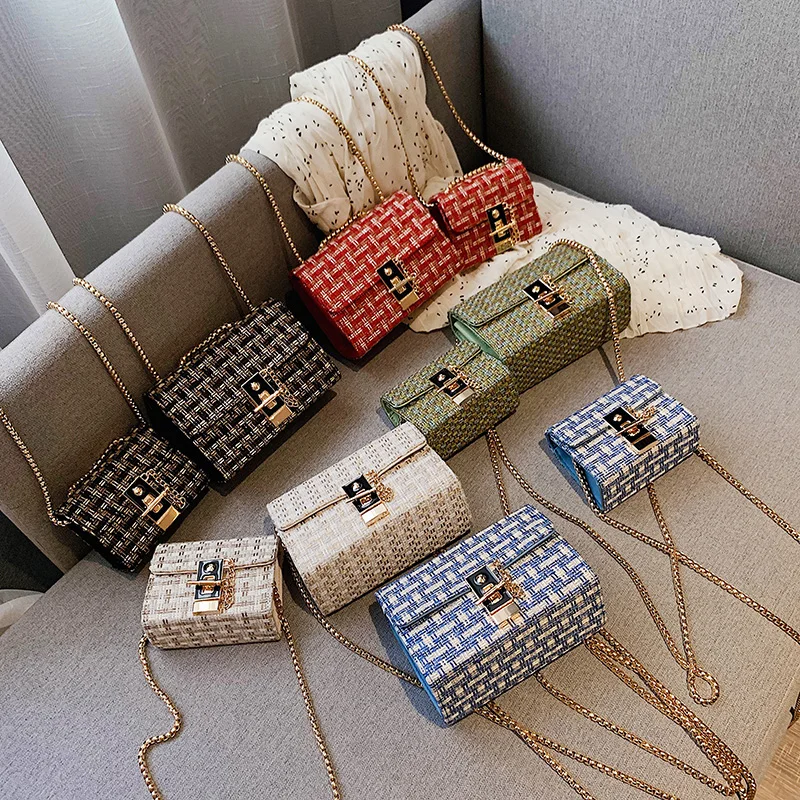 

2022 Summer New Fashionable Korean Style Simple Messenger Bag Fashionable Messenger Bag Ins Chain Woolen Women's Bag