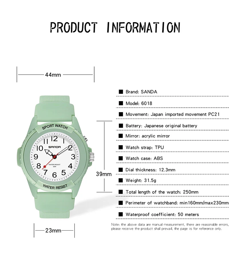 SANDA Fashion Sport men's Watches New Luxury Waterproof Digital Quartz Classic Top Quality WristWatch Relogio Feminino 6018