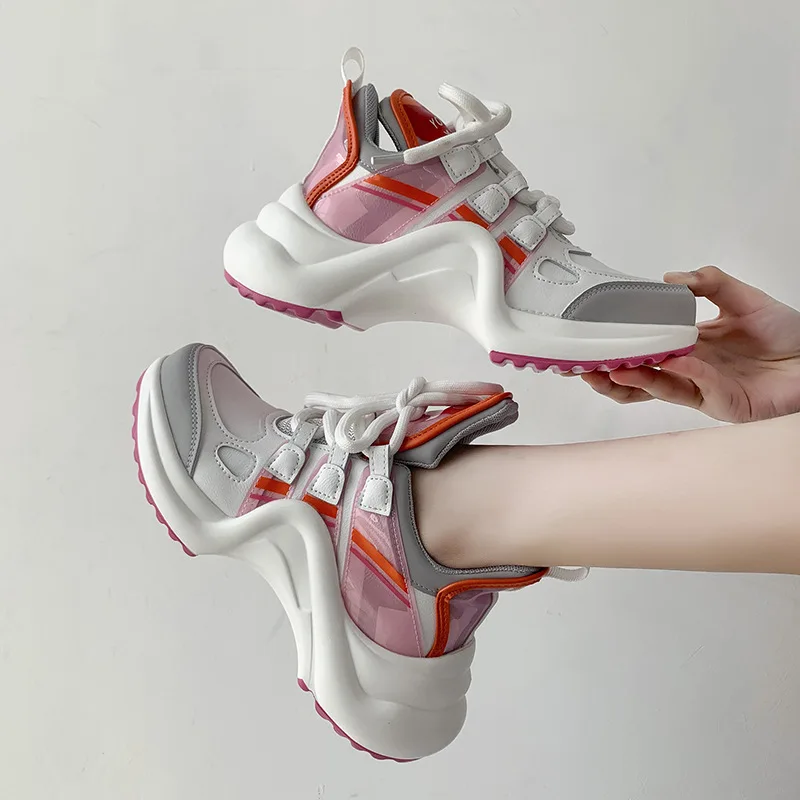 

2022 New Sports Female Student Running Shoes Luxury Casual Shoes Vulcanized Shoes Thick Bottom Shoes Women's Breathable