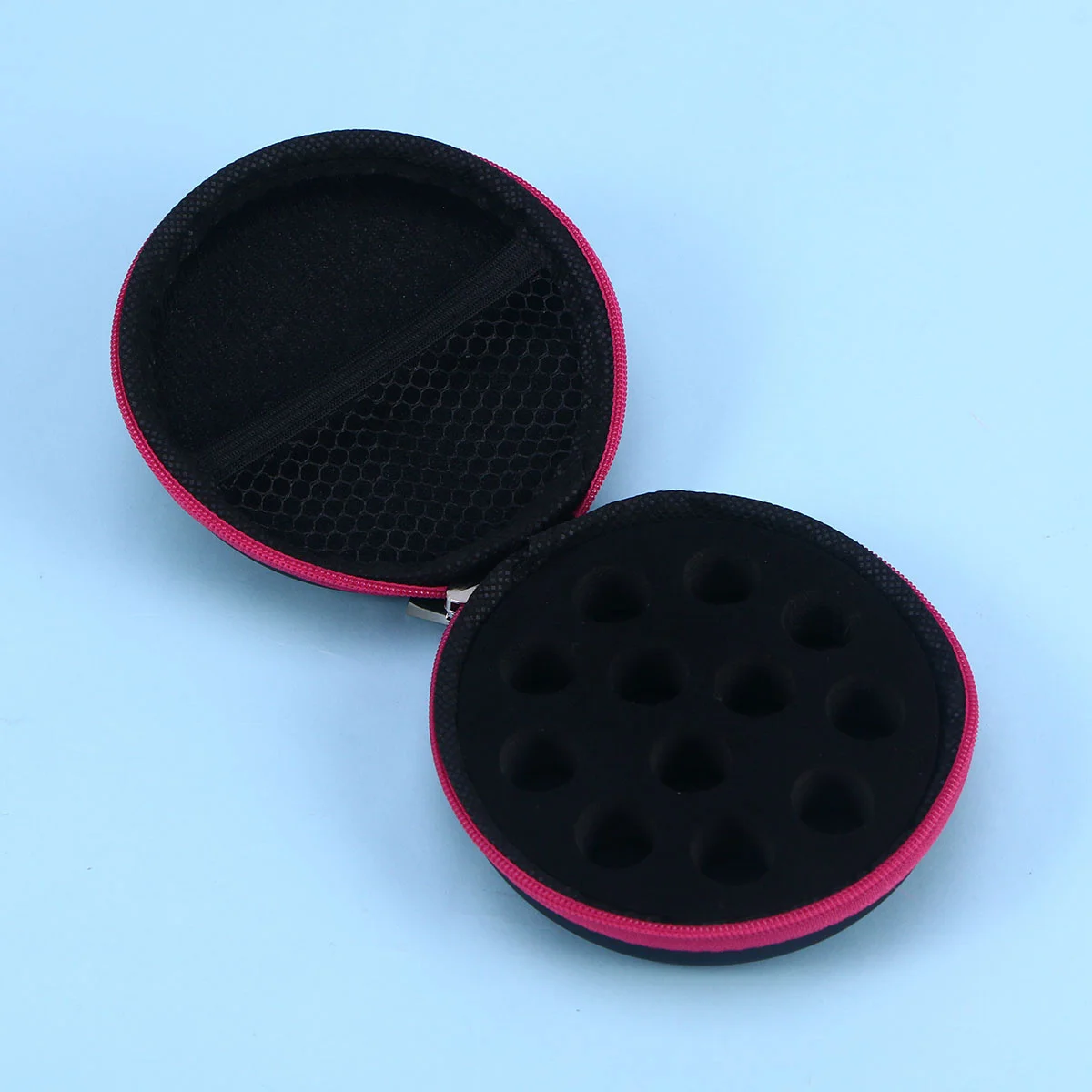 

Essential Oil Storage Organizer Box Portable Round Oils Diffuser Grids Faux Holder Case Carry Drawer