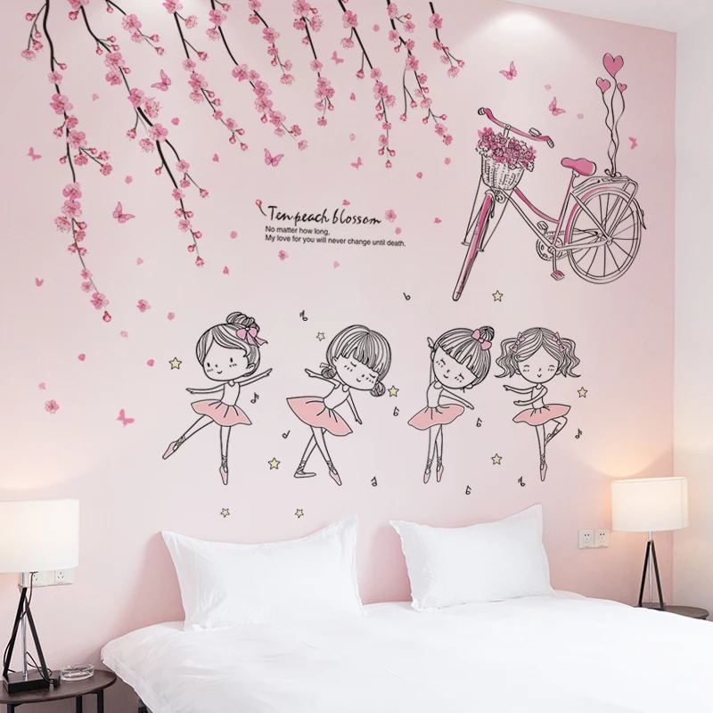

DIY Flower Plant Wall Sticker Ballerina Girl Wall Sticker Kids Room Baby Bedroom Home Decor Home Office Decor