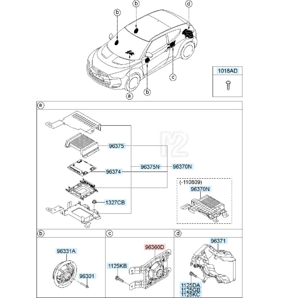 Оригинальный динамик ASSY-RR DR для Hyundai 2012 2013 Veloster задняя дверь четверть панель