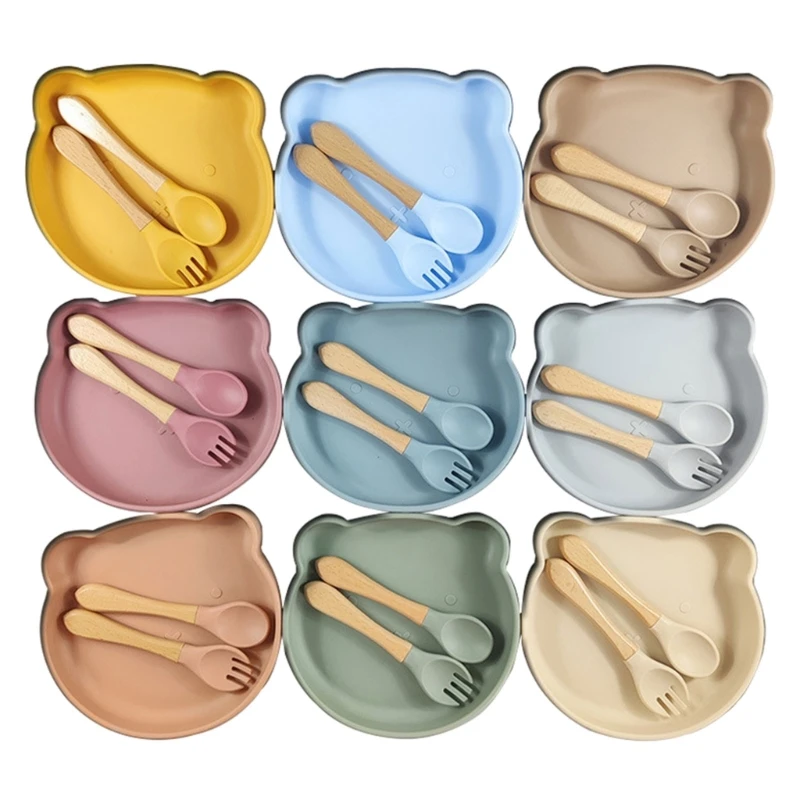 

Lightweight Baby Food Plate Toddler Kids Feeding Plate Non-Slip Silicone Plate