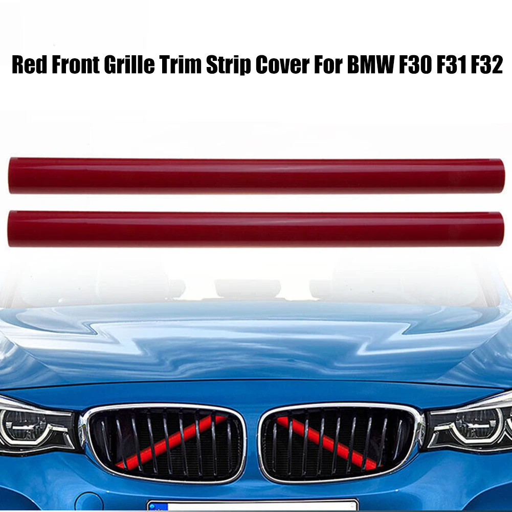 

Grill Bar V Brace For BMW F30 F31 F32 Front Grille Trim Strip Cover Red 2PCS Front Grille Trim Strip