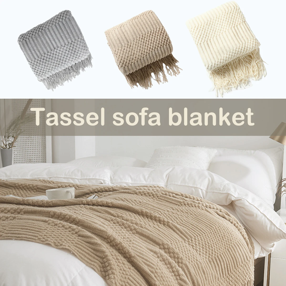 

Одеяло из мягкой акриловой ткани, легкое декоративное покрывало для дивана, стула, кровати, с кисточками, 50 х60 дюймов