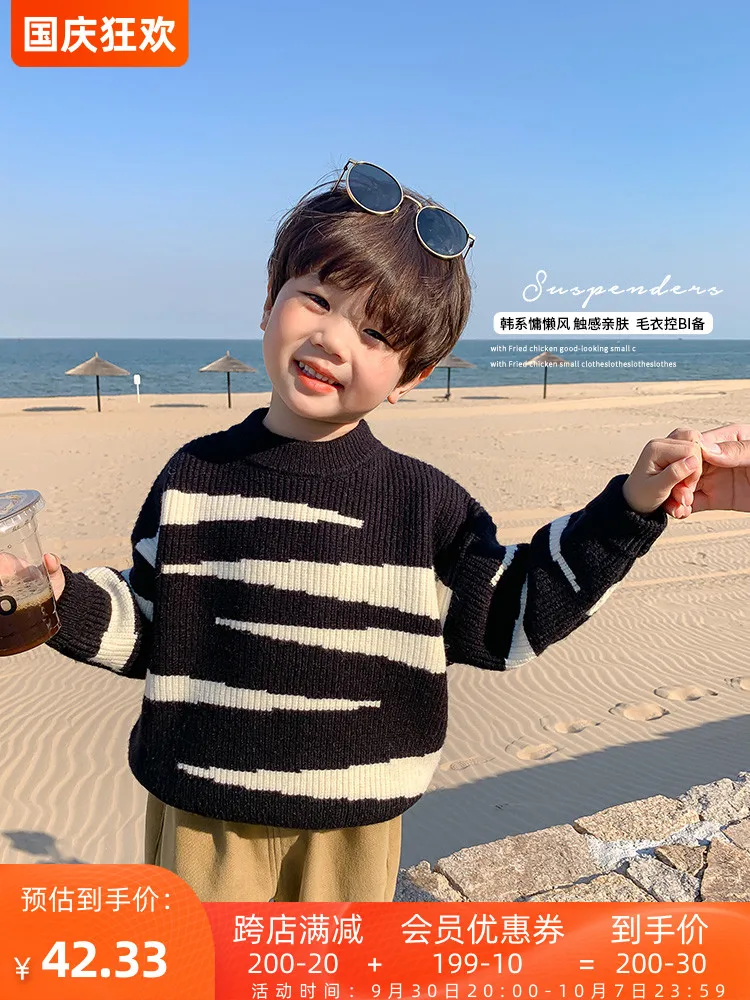 

Boys' Sweater Winter Kids' Tops Winter Thickened 2022 New Children's Winter Clothing Baby Boys' Knitwear Autumn and Winter