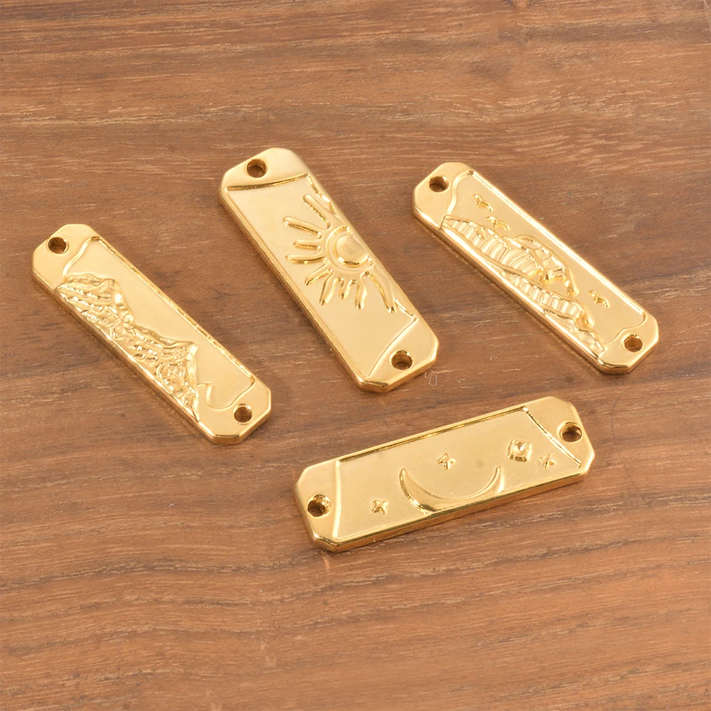 5pcs/lot Stainless Steel Oil Pressure Moon Sun Mountains Charms Pendant For DIY Fashion Necklace Bracelets Jewelry Accessories