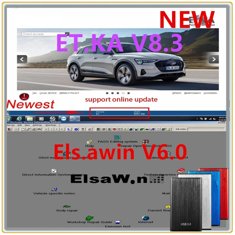 

2022 hot sell ELSAWIN 6.0 with E T/ K 8 .3 Newest for A-udi for V-W Auto Repair Software Group Vehicles Electronic Parts Catalog
