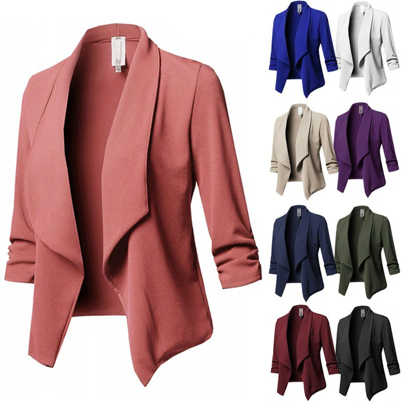

2022 Fashion Blazer Suit Women Office Jacket Autumn Long Sleeve Cardigan Blazer Solid Lady Casual Blazers