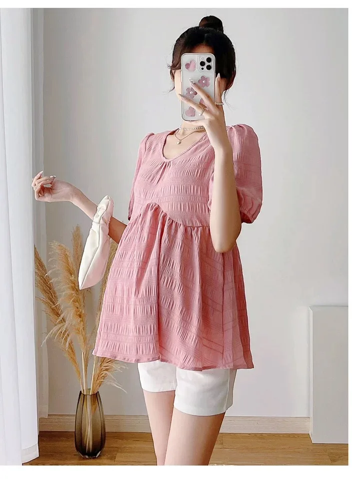 

Spring 2022 Maternity short sleeve shirt large size maternity dress2022