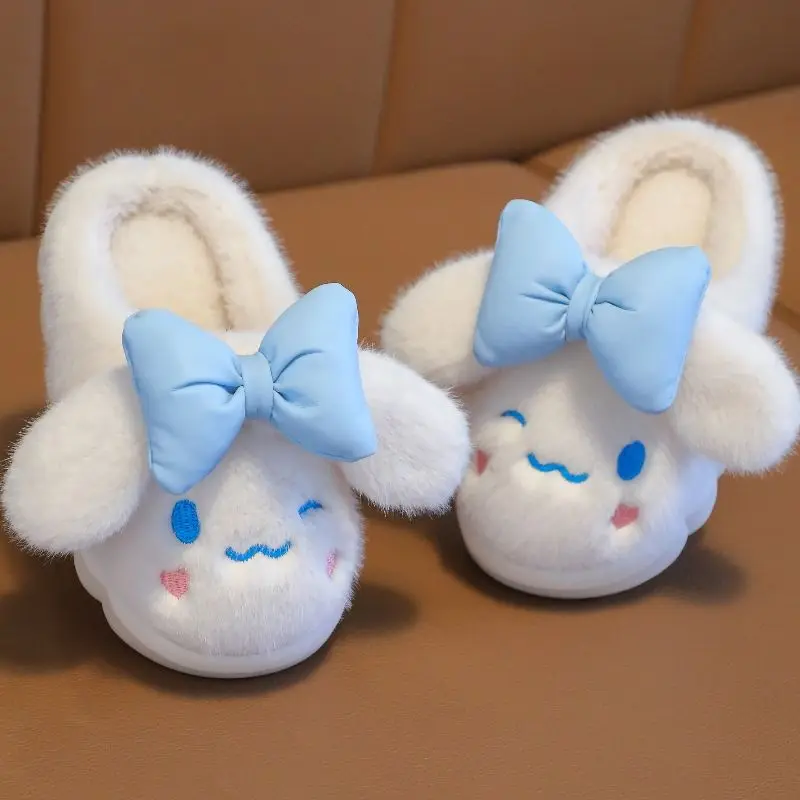 

Sanrio Cinnamoroll Children Slippers Anime Figure Winter Kids Shoes Home Princess Shoes Anti-Slip Plush Keep Warm Kawaii Cartoon