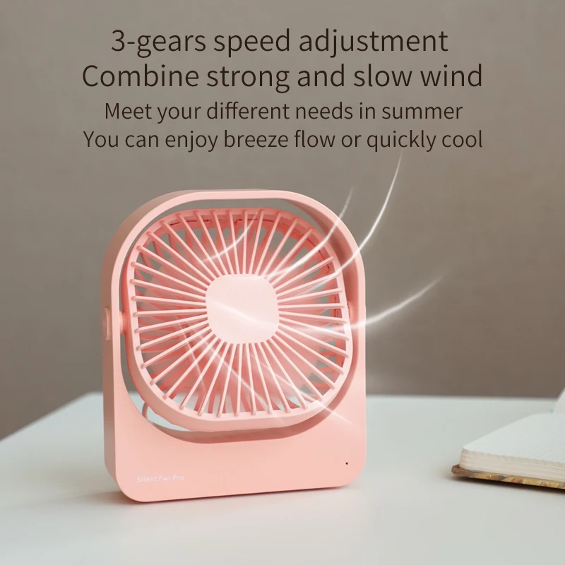 USB desktop fan 2800mAh large capacity battery ultra quiet mini desktop fan 3-gear portable mini fan