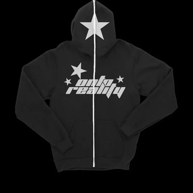 

Harajuku character trend letter print hoodie Y2K Goth punk Harajuku Street zipper hoodie women's casual loose sweatshirt