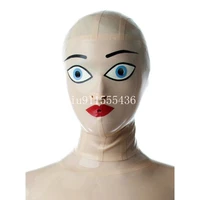 latex hood rubber mask handmade with back zip for catsuit cosplay party