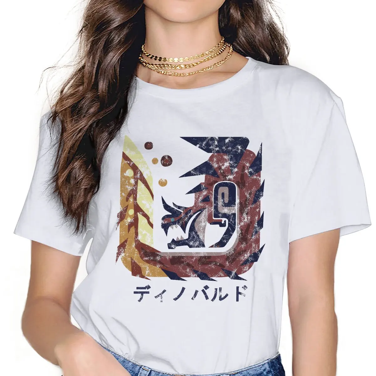 

Женские рубашки World Iceborne Glavenus Kanji Icon, свободная винтажная Женская одежда в стиле игры монстр-Хантер, повседневные женские блузы в стиле Харад...