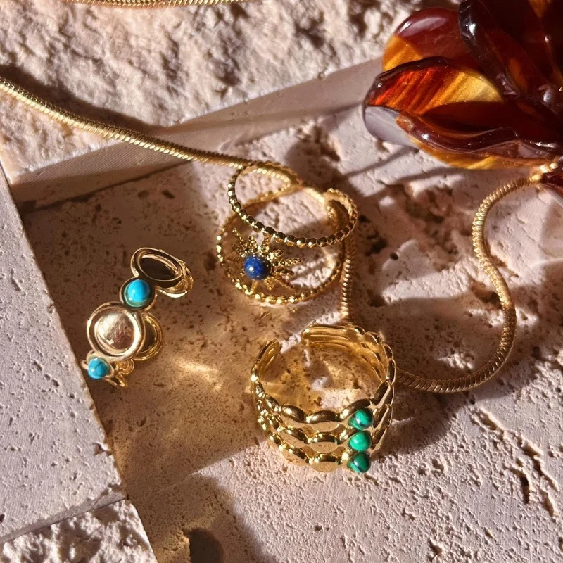 Экзотическое Многослойное Полое Широкое Кольцо Золото Медь Модный Аксессуар Для