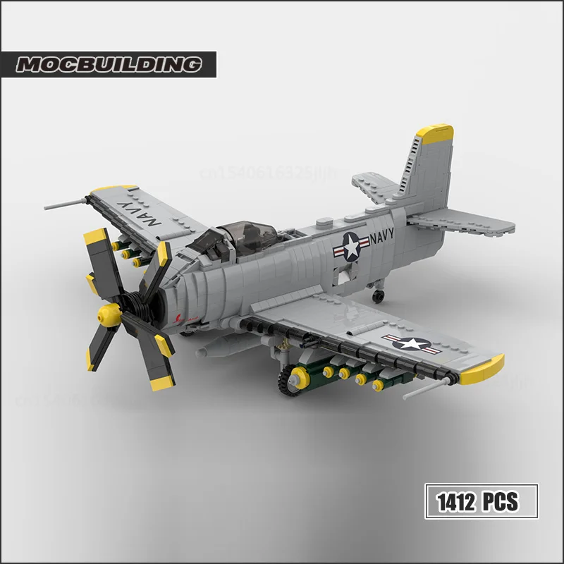 MOC Building Blocks 1:35 Scale A2D Skyshark Aircraft Display Model DIY Assembly Technology Bricks Collection Toys Xmas Gifts
