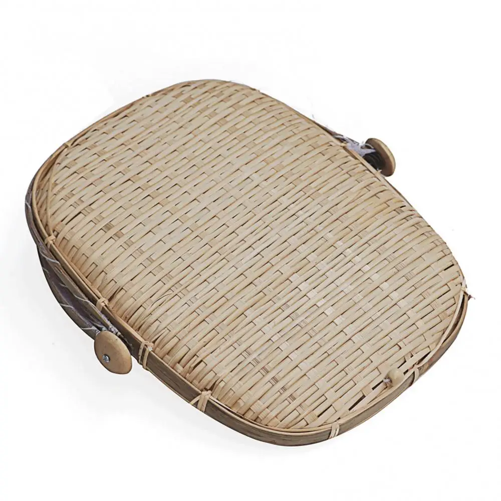 

Mesh Bamboo Woven Storage Basket Food Fruit Anti Flies Insect Net Cover Tent Storage Basket