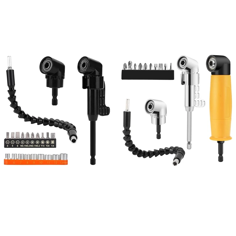 

Right Angle Drill, 5 Pack Angle Extension Power Bit Attachment With 1/4 Inch Hex Impact Shank