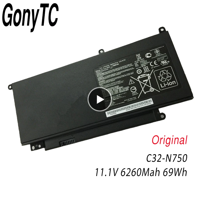 

C32-N750 Laptop Battery For ASUS N750 N750J N750JK N750JV N750Y47JK-SL N750Y47JV-SL 11.1V 6260mAh/69WH