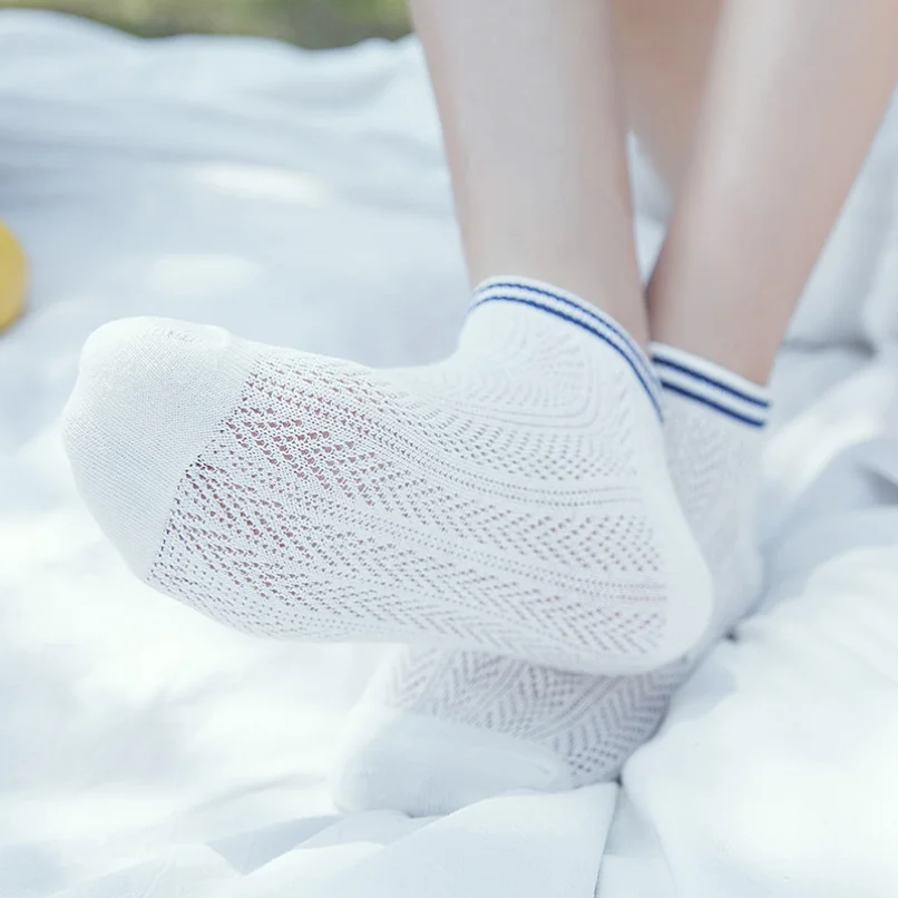 5 Pairs Ankle Sock Boat Women Striped No Show Non Slip Invisible Low Cut Harajuku Socks Lot Set 10 Pcs Female Summer Ladies