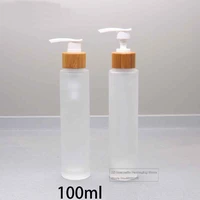 3050100120150ml empty cosmetic spray bottle with bamboo cap cosmetic liquid refillable frosted glass bottle makeup packing
