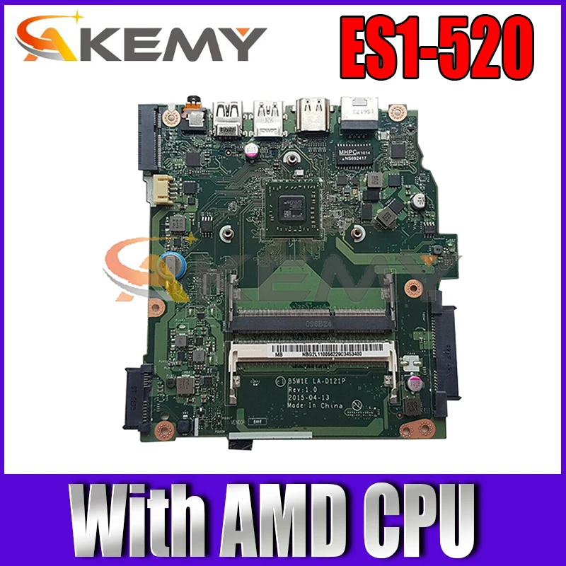 

NBG2J11002 NB.G2J11.002 For Acer ASPIRE ES1-520 Laptop Motherboard B5W1E LA-D121P Mainboard With AMD CPU DDR3 100% Test Working
