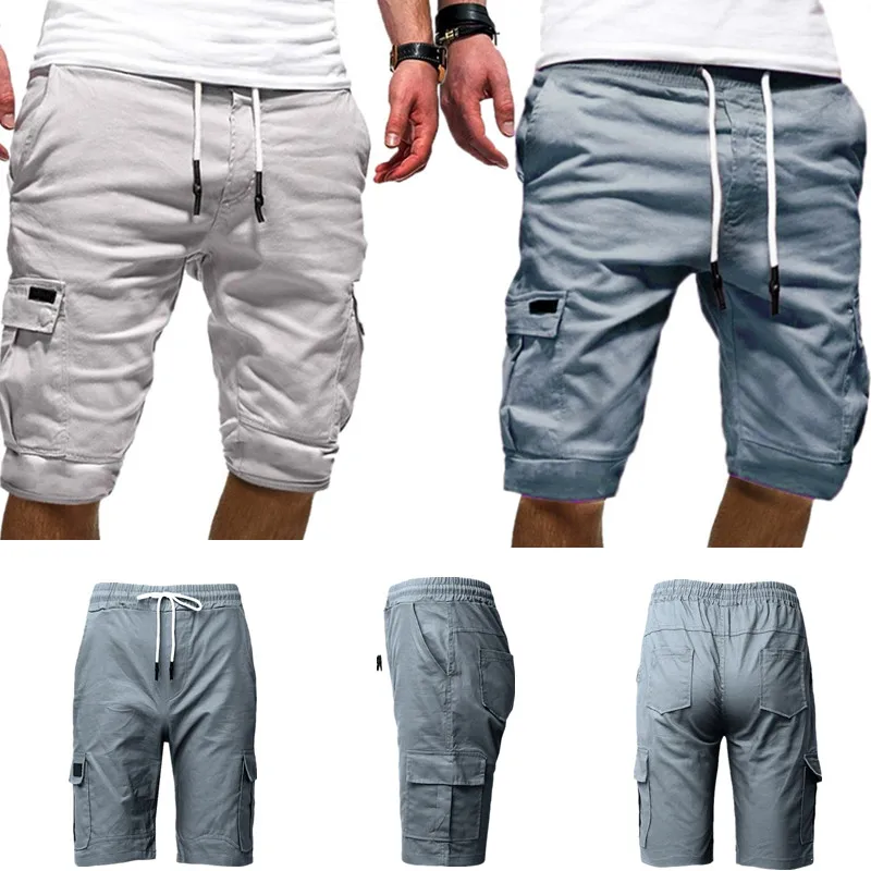 

Шорты-карго мужские пляжные в стиле милитари, свободные рабочие повседневные короткие штаны, спортивные, для фитнеса с несколькими карманами