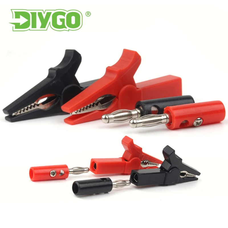 4 adet/takım 55mm Timsah Klip Muz Fiş Test Probları 4mm Muz Fiş Kablo Klipsi Multimetre Ölçü Aracı Aksesuarları