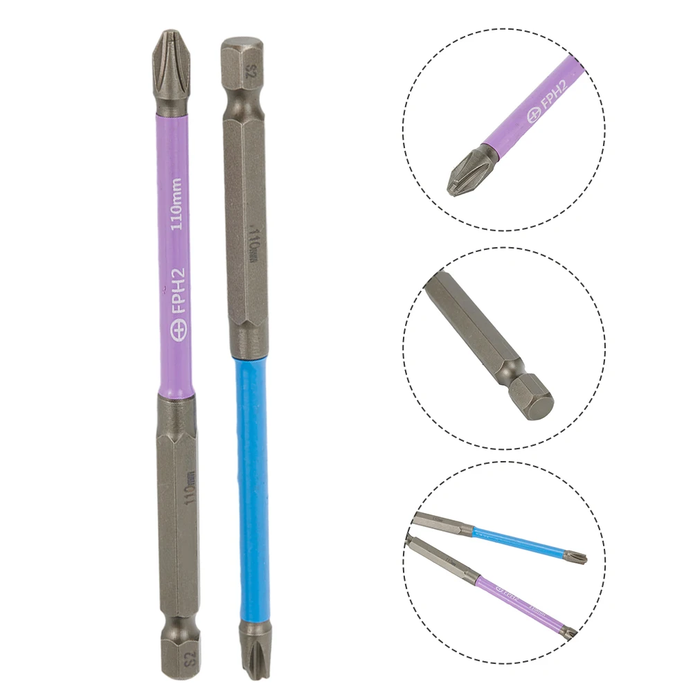 

2PCS 65/110mm Magnetic Special Slotted Cross Screwdriver Bit Electrician FPH2 With Magnetism For Socket Switch Tool Part
