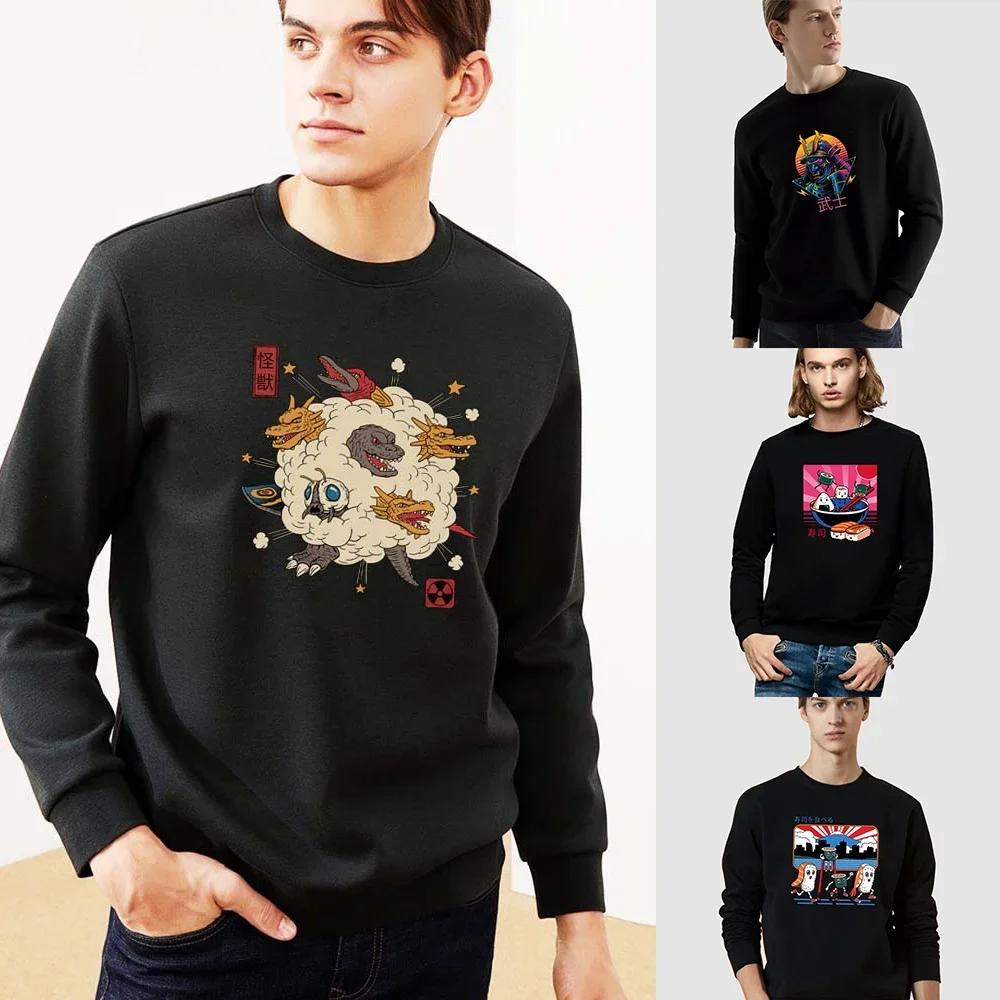 

Толстовка мужская теплая, Свитшот в японском стиле, Повседневная Уличная одежда, брендовый пуловер с капюшоном, Осень-зима