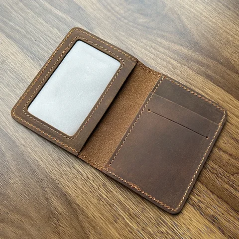 Кожаный чехол для кредитных карт ручной работы, винтажный маленький кошелек для кредитных карт, чехол и водительские права, винтажный стиль, подарок для мужчин
