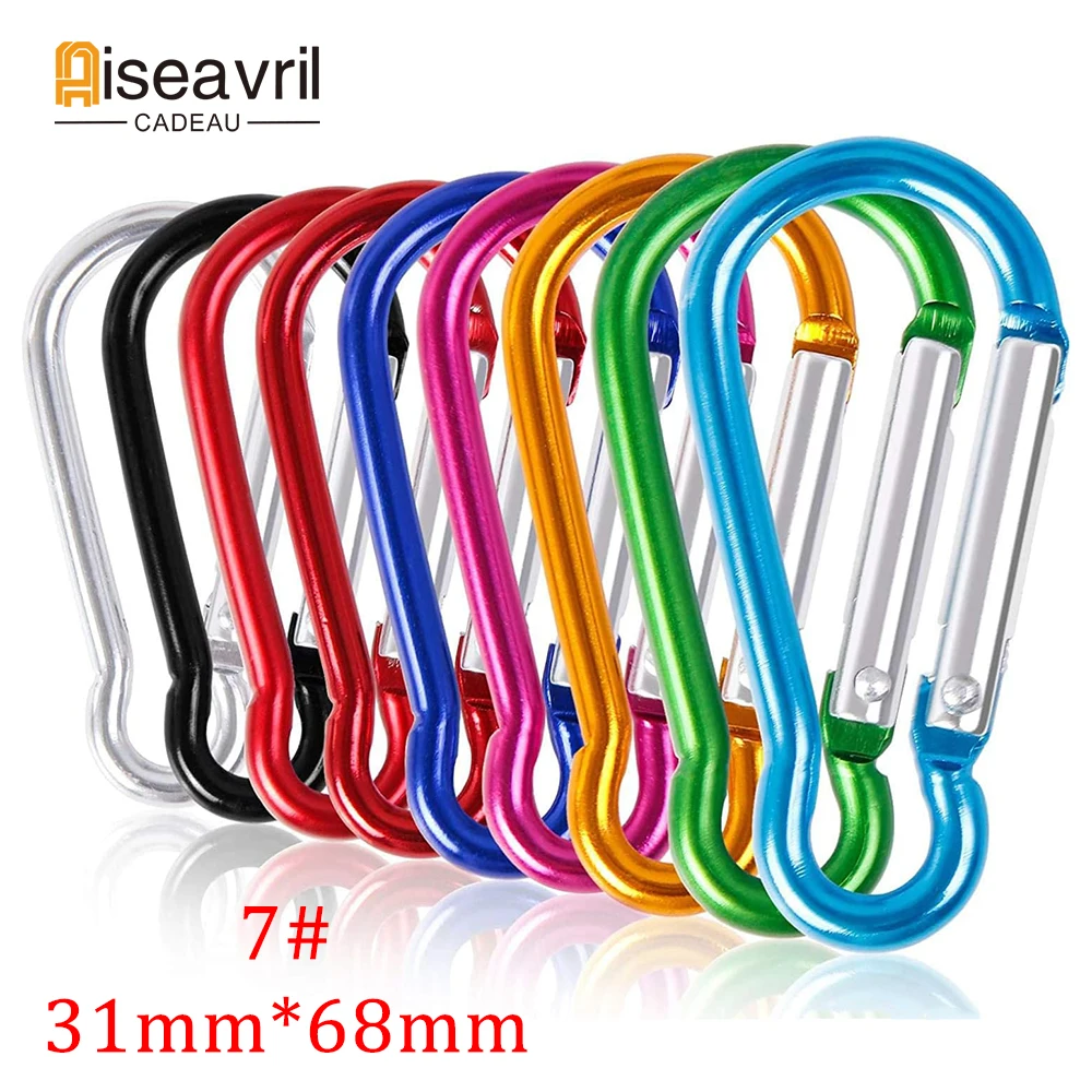 

10pcs 7# Mini Carabiner Spring Clip Aluminum Alloy D Shape Keychain Snap Hook Buckle for Outdoor Camping Backpack Bottle Use