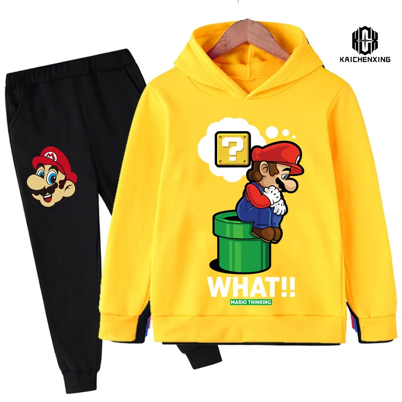 Толстовка с капюшоном в стиле Super Mario, детская модная повседневная толстовка с принтом для мальчиков и девочек, спортивная одежда из 2 предметов, детский подарочный набор, 2023