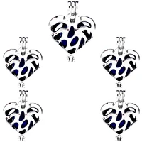 10pcs openwork heart new charm pearl cage locket aromatherapy diffuser pendant necklace bracelet diy jewelry making bulk
