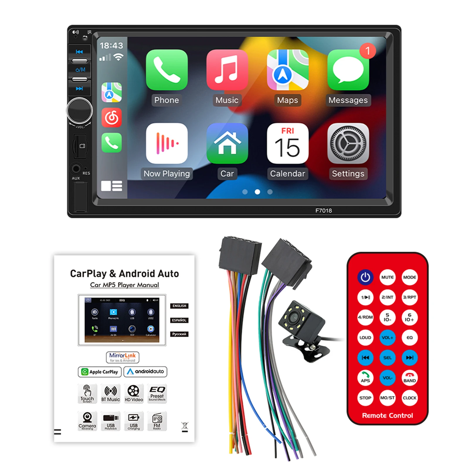 

Автомагнитола 2DIN, 7 дюймов, мультимедийный видеоплеер, Универсальная автомобильная стереосистема, GPS-карта, CarPlay, Android, автомобильный mp5-плеер, автомобильное радио