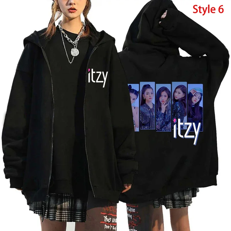 Новая модная мужская и женская куртка толстовка с капюшоном Harajuku Kpop ITZY на молнии