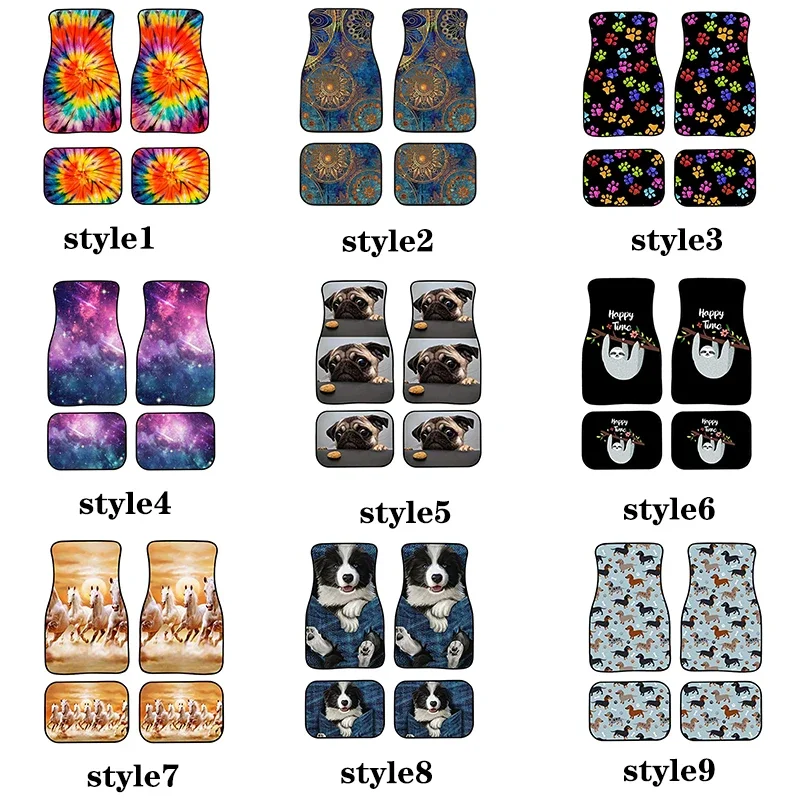 Aimaao Rainbow Color Tie Dye Coorful Универсальный автомобильный напольный коврик Всесезонный