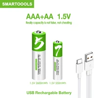 smartoools original usb aa rechargeable batteries 1 5v 2600mwh li ion battery for remote control mouse electric toy battery