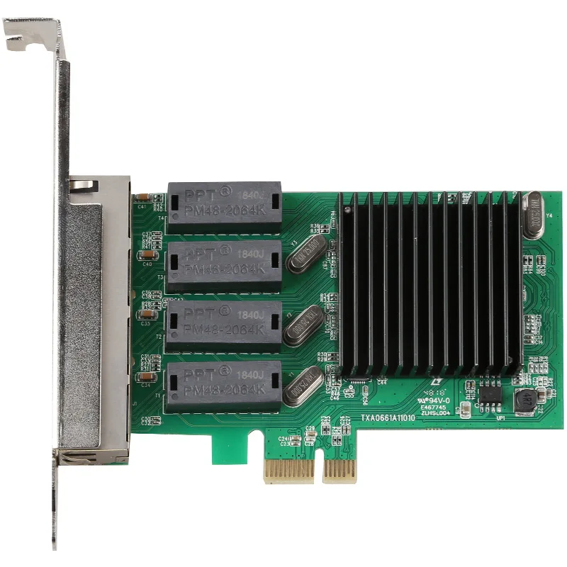4-портовая полногигабитная сетевая интерфейсная карта PCIe1X с четырехпортовым