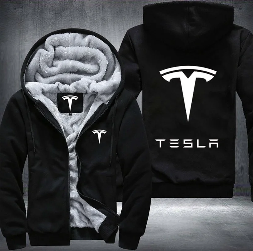 

New Winter Tesla Hoodie Men's Fashion Jacket Thicken Casual Male Warm Fleeece Harajuku Hoody Coats